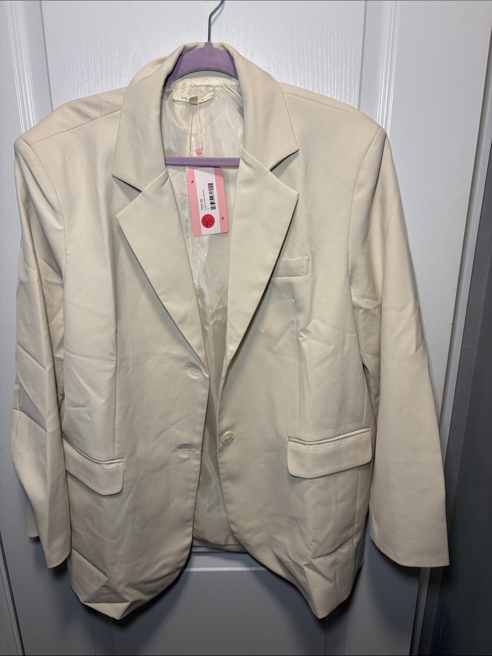 Cream Single-Button Tailored Blazer